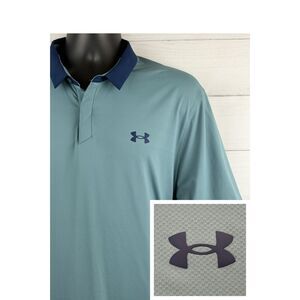 Under Armour Iso Chill Polo Shirt Mens XL Teal Golf Loose HeatGear
